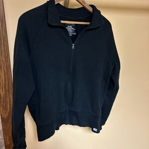 LLBean Women's Black Cotton Zip Sweatshirt with Zip Pockets Medium